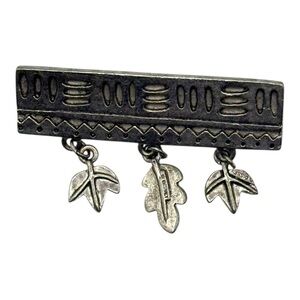 Vintage Disney Pocahontas Silver Tone Leaf Charm Brooch